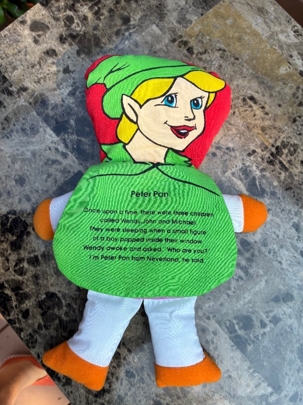 Vintage  Old Stock Story Book Cloth  Doll Flip Up Book  Peter Pan Soft Plush 11”